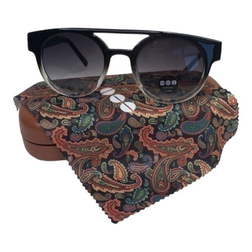 KOMONO Dreyfuss Paisley Sunglasses NEW GRAY BLACK - Picture 11 of 12
